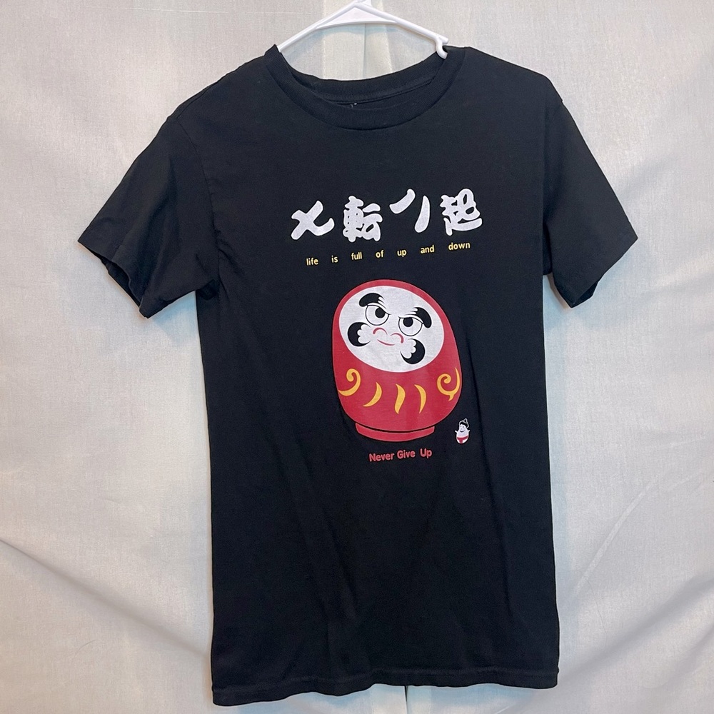 Japanese Graphic T-Shirt Short Sleeve Black
